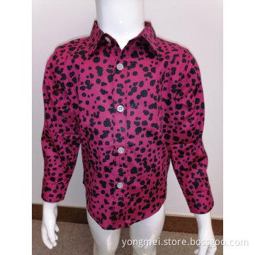 Kids cotton spandex print long sleeve shirt